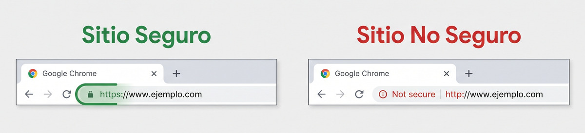 Certificado SSL activo en la barra de navegación del navegador — cómo saber si una web es segura comprobando el HTTPS